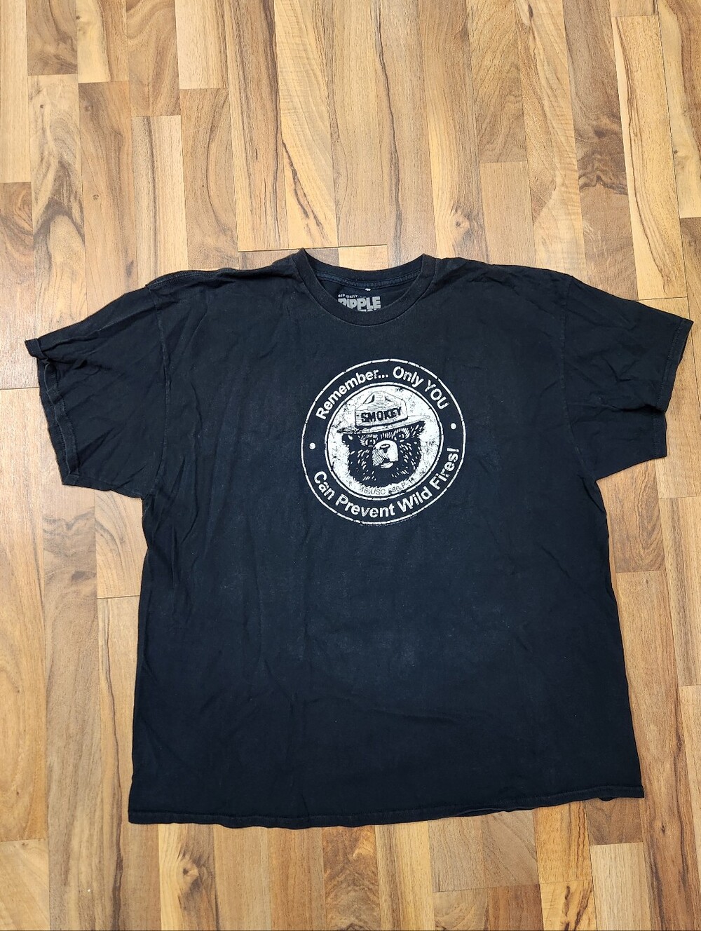 Smokey The Bear Shirt Mens 2XL Black Short Sleeve Crew Neck Casual Tee
